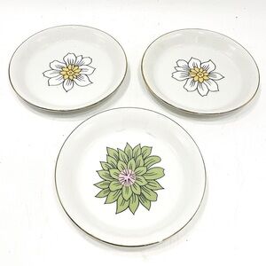 Set of 3 Vintage 🧡 MCM Flower Power Saucers 3.5” Mini Cocktail Dish Plant Lady